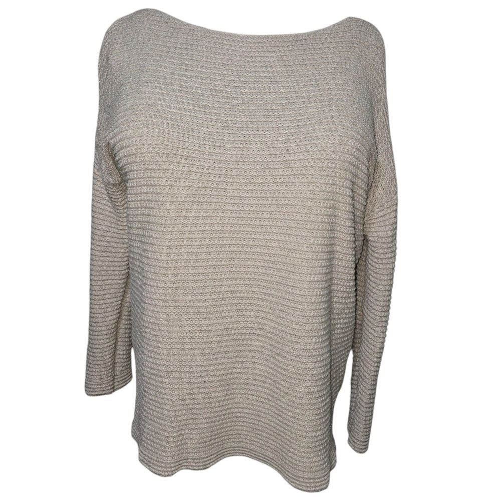 Calvin Klein Jeans Cream Chunky Knit Sweater Size Medium Drop Shoulder Relaxed